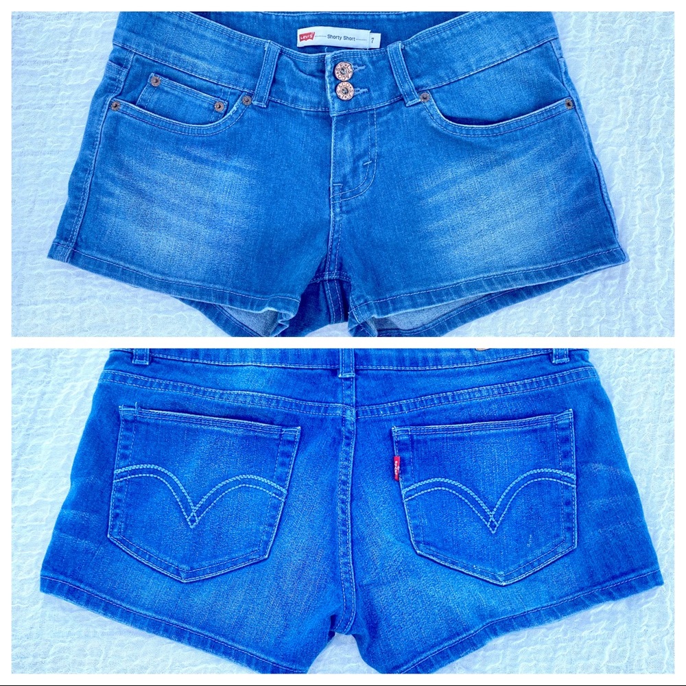 Jr 7 Waist 30” LEVIS ‘Shorty Short’ Jean Cutoff Hem Shorts - Picture 10 of 16